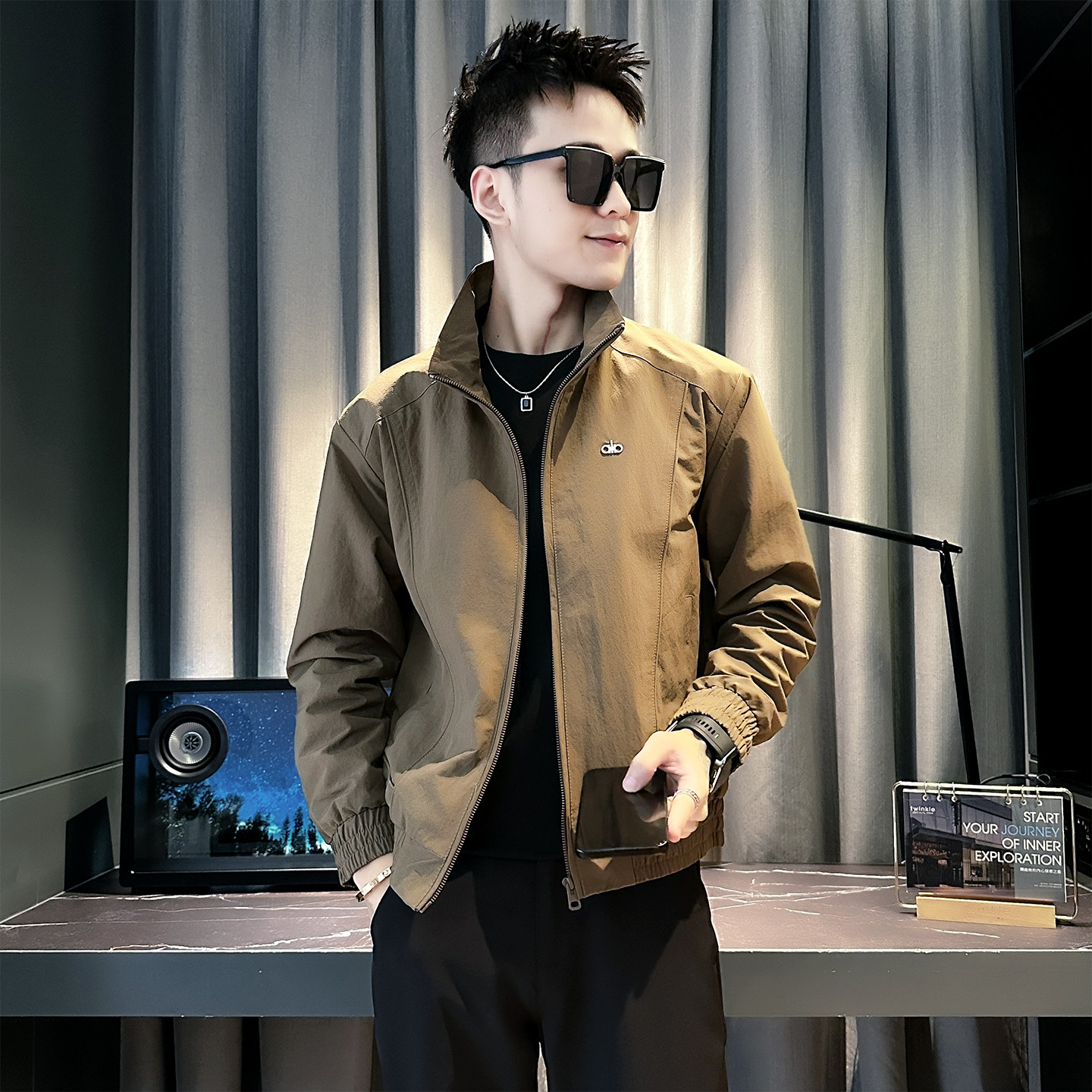 小码男装潮牌立领夹克短款外套矮个子XS码S号修身简约百搭外套160