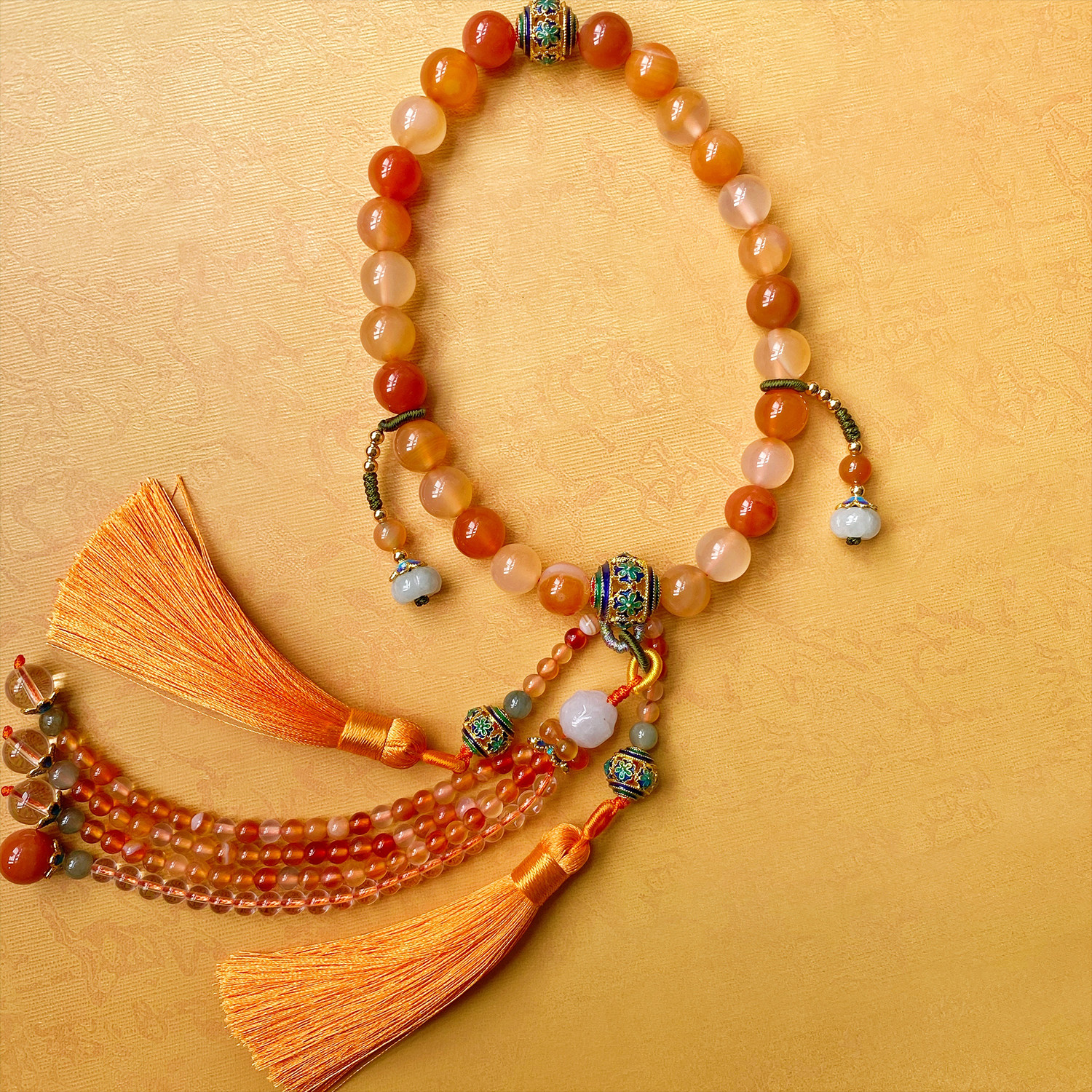 天然原色玛瑙汉服配饰古风清十八子压襟手持手串女配饰流苏旗袍挂