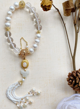 白水晶汉服配饰十八子手持压襟