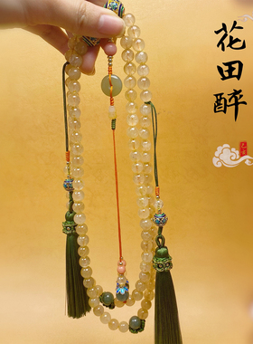 发晶念珠108颗佛珠古风毛衣链