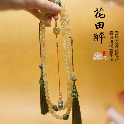 发晶念珠108颗佛珠古风毛衣链