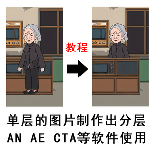 沙雕动画背景JPG PNG 单层图片分层教程AN AE CTA图片分层教程