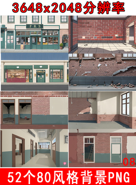 an沙雕动画8090背景素材ae场景素材手机电脑动画参考背景学校废墟