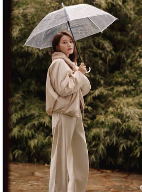 元！现货毛毛领内里高圆圆双面穿 绒面素面翻领夹克外套