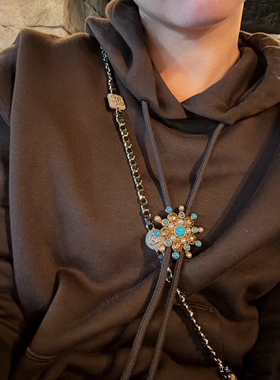 420g双面棉结构卫衣布中式花型帽绳调节扣子外套卫衣帽