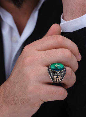 SELIM土耳其定制纯银欧美复古潮牌小众男戒复古轻奢高级感宝石