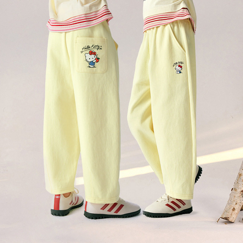 中大女童休闲裤26春款童装女孩舒适运动裤亲子百搭卫裤奶黄紫灰色