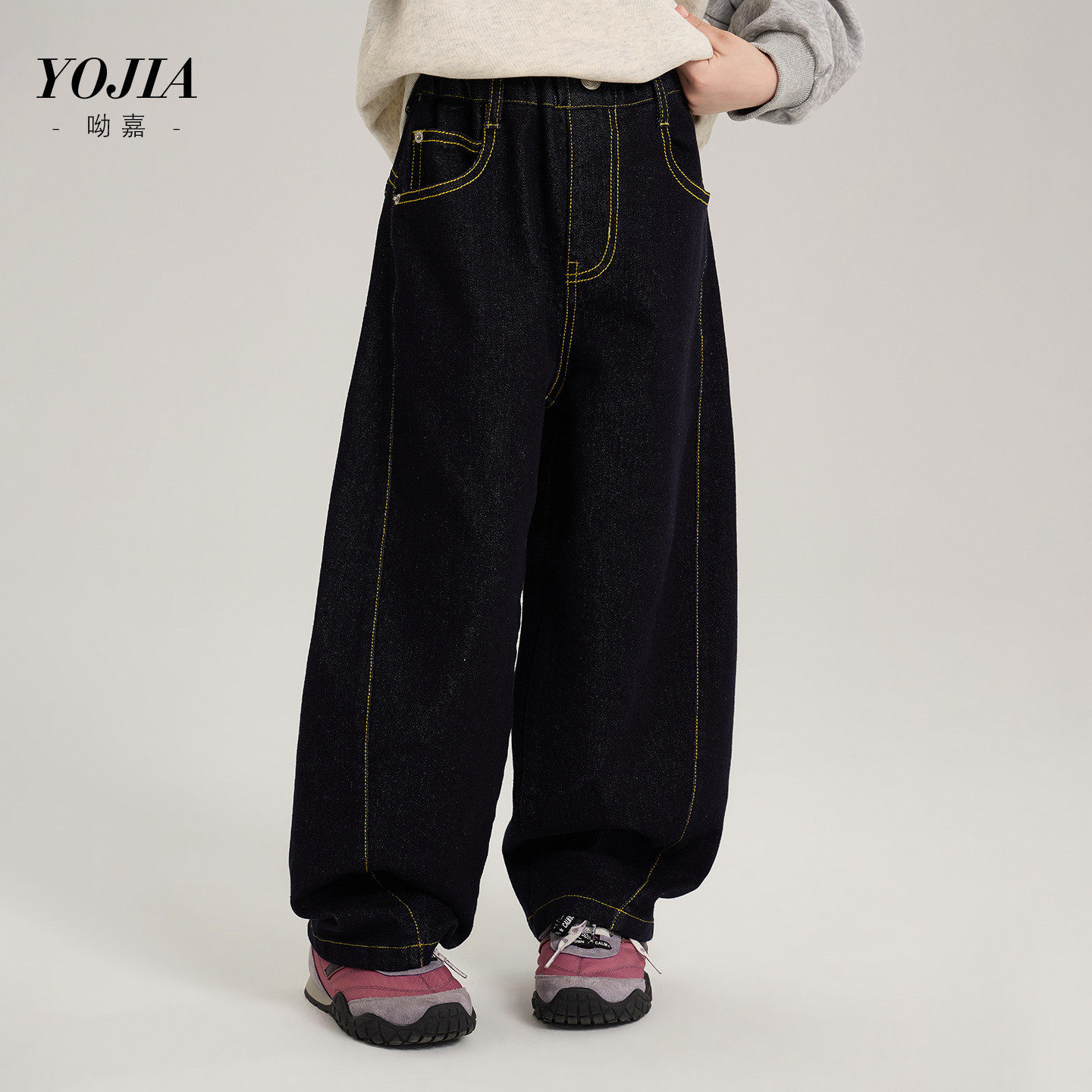 中大女童牛仔裤春26新款韩版洋气小女孩直筒裤黑色110~170休闲裤