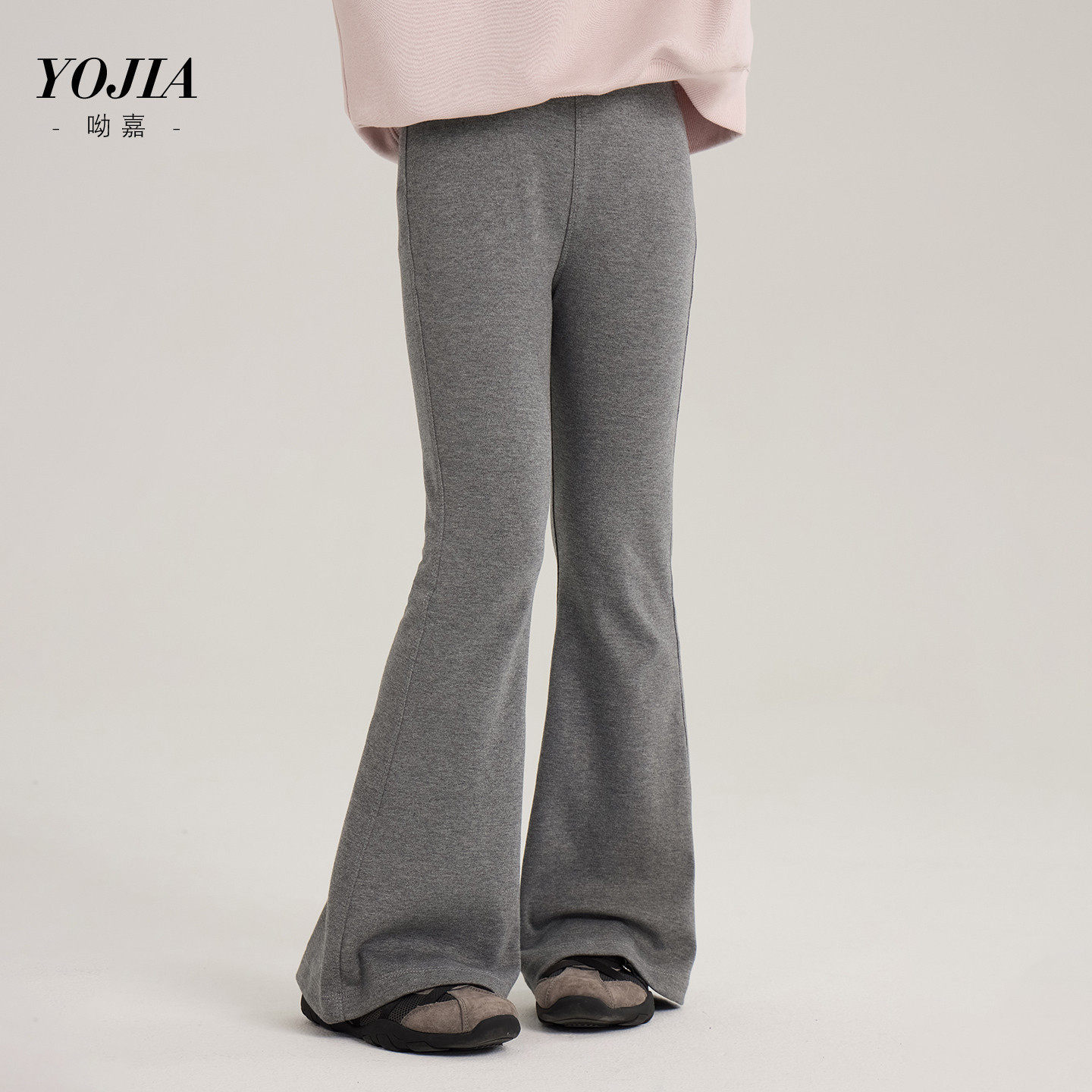 中大女童修身裤子春26新款洋气女孩喇叭裤薄款长裤灰色黑110~170