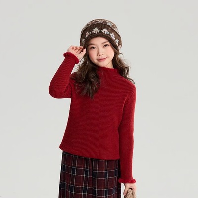 女童花边针织衫内搭时尚25秋冬款