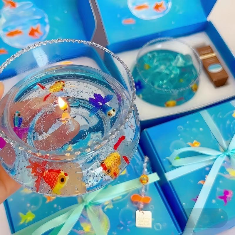 梦幻金鱼缸造型创意香薰蜡烛海洋调果冻蜡礼盒装生日礼物日常送礼图片