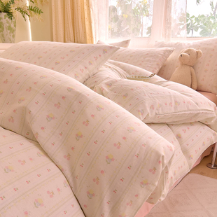 纯棉双层纱被套四件套全棉180x200cm榻榻米床单三四件套定做订制4