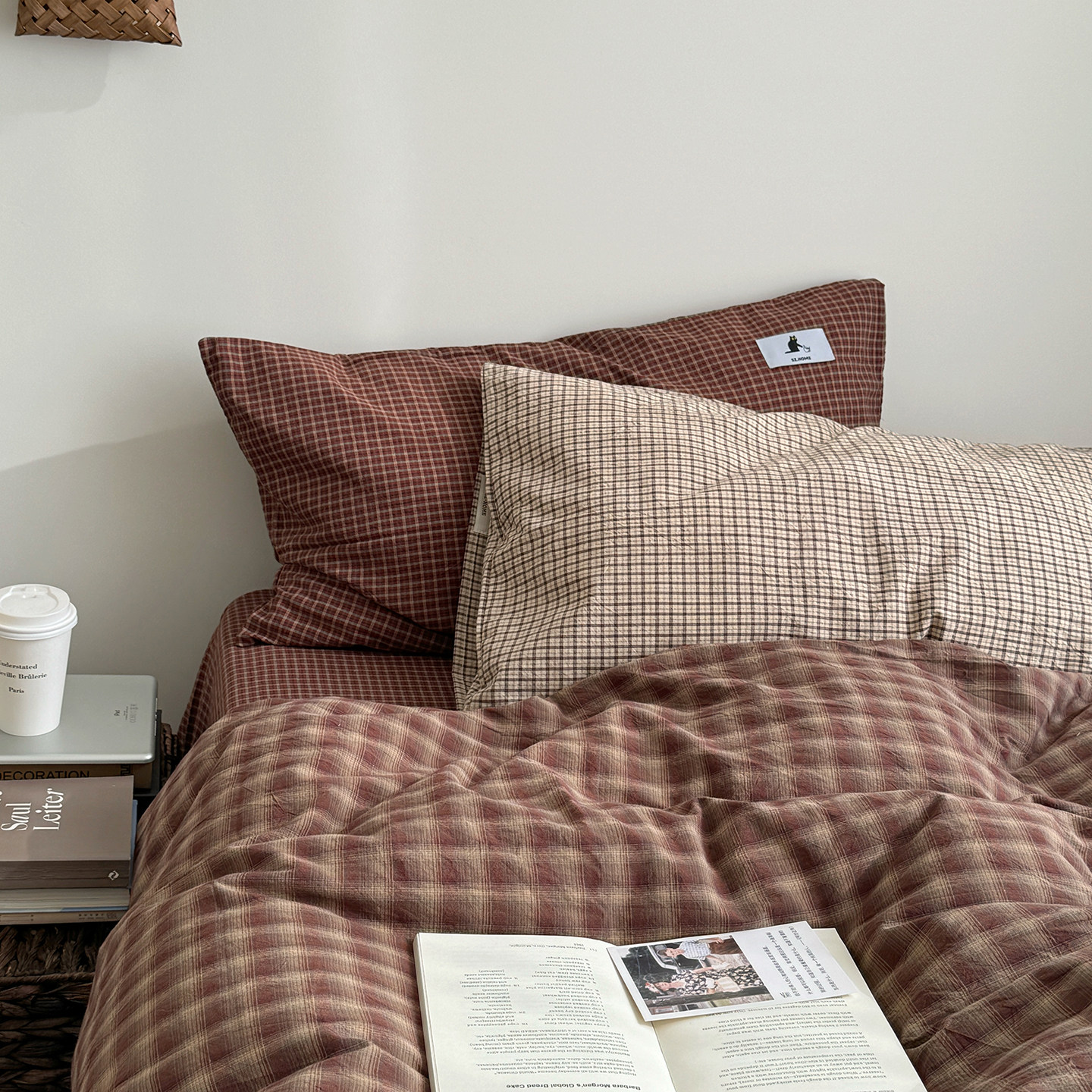 纯棉色织水洗棉格子被套四件套全棉简约三件套床单床笠款床上用品,床上用品,床品套件/四件套/多件套,淘宝优惠券,粉丝福利购,淘宝优惠卷