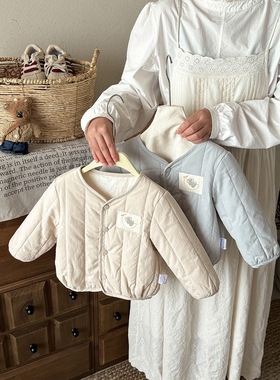 儿童夹棉棉服2025新款男童连帽外套