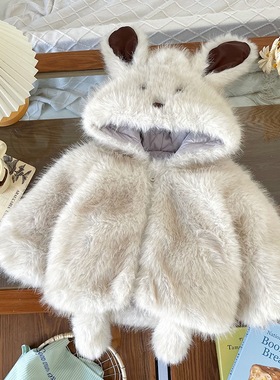 女童夹棉外套新款大耳朵连帽可爱保暖外套