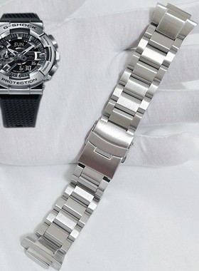 适配G-SHOK小钢炮GM-110表带gm-110钢带精钢实心手表链配件男16mm