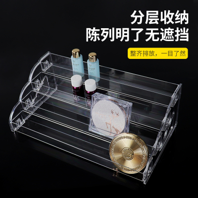 桌面透明香水置物架吧唧谷子展示架直播梯形分层超市阶梯手办收纳