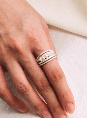 MOIAUSSI方线珍珠戒指