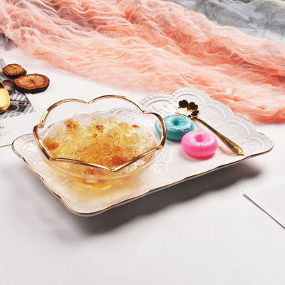 少女心碗可爱日式金边玻璃碗透明套装家用个性水晶银耳汤碗盅燕窝