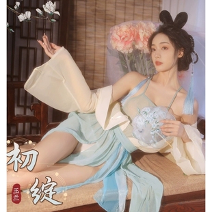 唤醒你的荷尔蒙 汉服女夏妖娆古装薄纱玉兰仙子刺绣肚兜分片绑裙
