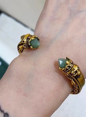 做旧开口手镯Lovisa法式玉石复古