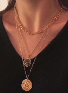 原创设计风硬币锁骨链网红同款
