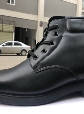 大虎厂老款方头系带绒皮鞋秋冬防寒棉靴人造短毛绒包邮牛皮