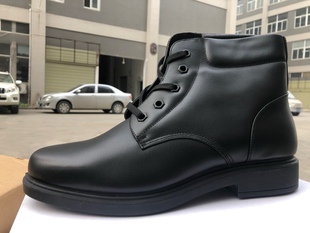 大虎厂老款方头系带绒皮鞋秋冬防寒棉靴人造短毛绒包邮牛皮