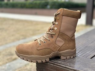 3515厂二代棕色作战靴战术直拉链改良款翻毛牛皮高帮男士沙漠系带