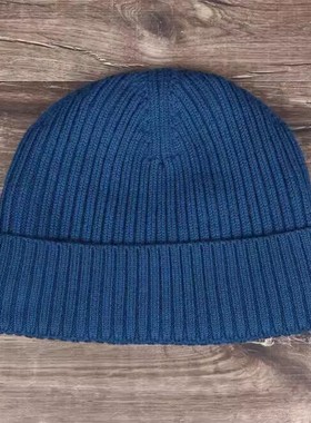 武汉军旭厂蓝色针织帽男抓绒帽冬季保暖加绒工作羊毛线圆帽
