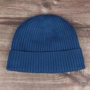 武汉军旭厂蓝色针织帽男抓绒帽冬季保暖加绒工作羊毛线圆帽