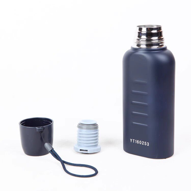 湖北贵族500毫升真空保温水壶便携带水壶套蓝色不锈钢水杯