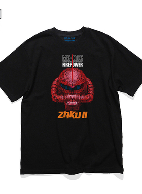 高达情怀短袖衫扎古简约印花夏季纯棉圆领重磅男士潮流T恤