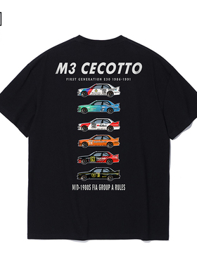 BMW涂装短袖 JDM赛车M3个性印花潮男夏季透气圆领重磅纯棉T恤衫