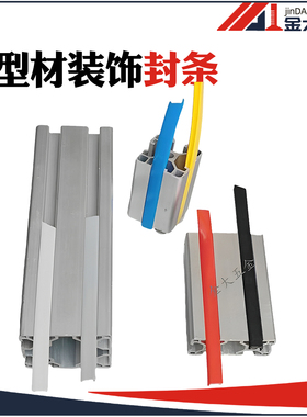 40工业铝型材装饰封条/灰白色硬质PE平封槽条 欧标型材用槽6/8/10