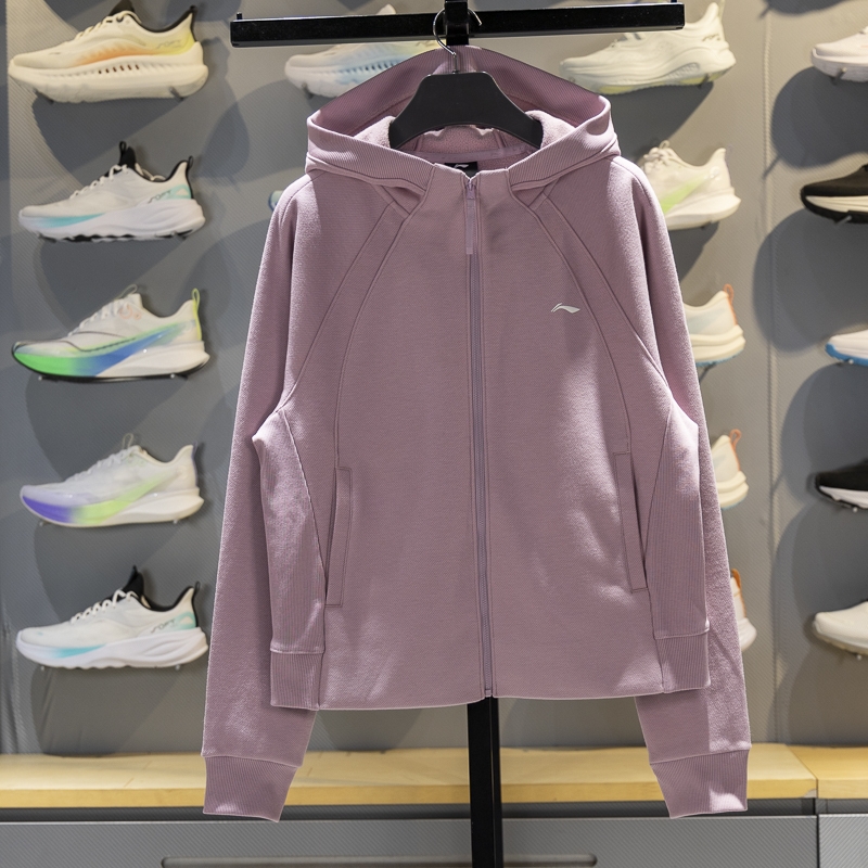 李宁加绒保暖宽松开衫连帽卫衣