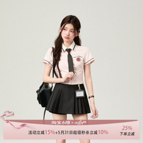 花铃太太2026年短款韩系校服jk衬衫女短袖新款修身收腰制服上衣