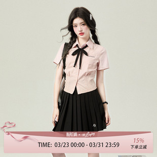 粉色衬衣女校供感套装 花铃太太学院风jk制服学姐衬衫 上衣短袖