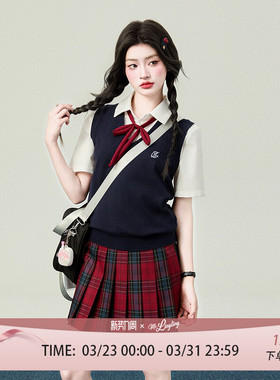 花铃太太原创日系春季jk格裙赤羽红色格子短裙学院风校供感半身裙