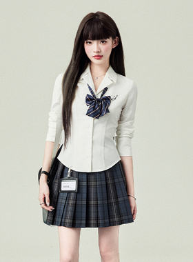 花铃太太jk衬衫制服套装正版原创收腰长袖白色衬衫女秋日系校供感