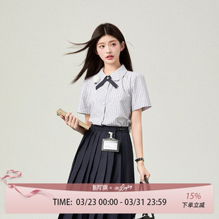 上衣刺绣短袖 花铃太太新款 2026夏季 校服学院风jk制服衬衫 女 泰式