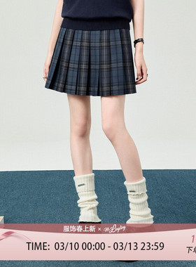 花铃太太星际线jk格裙原创制服百褶裙校供学院风蓝黑格子半身裙