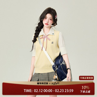 花铃太太原创哲之道针织马甲jk制服套装日系学院风裙子校供衬衫春