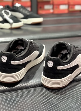 彪马PUMA男子复古低帮轻便皮面翻毛皮黑白百搭运动休闲板鞋403145