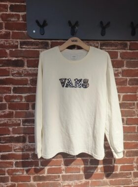 vans春秋季米白色新款百搭男女同款休闲圆领长袖 样衣vn0a5h9v3ks