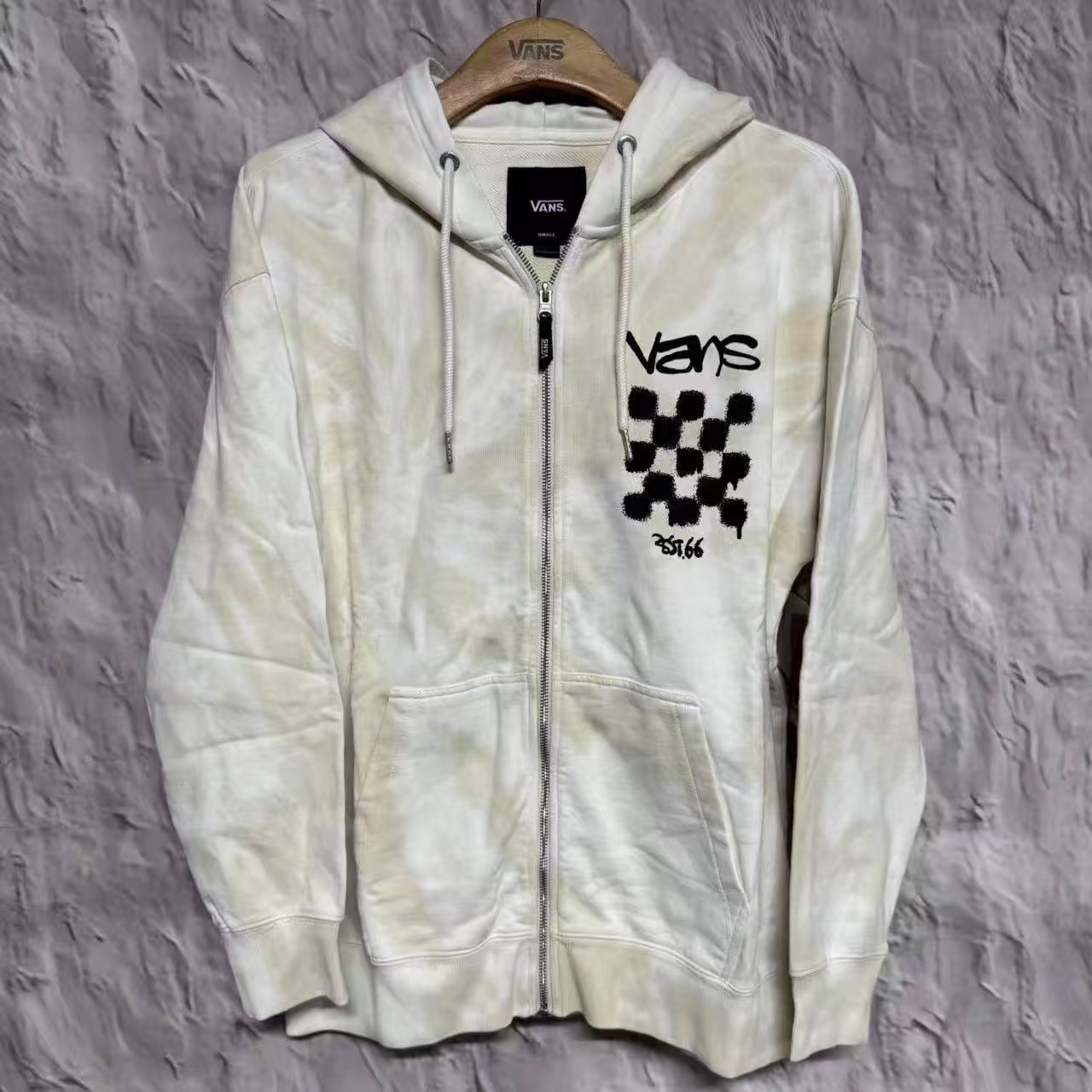 VANS 春秋季米色印花百搭舒适男女同款休闲连帽外套VN000GPMCV3