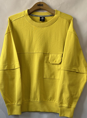 New Balance春季新款质感拼接口袋黄色套头卫衣男女同款AMT21369