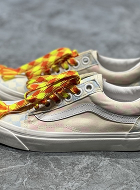 VANS oldskool蓝粉棋盘格男女款安纳海姆低帮帆布板鞋VN0A54F3B37