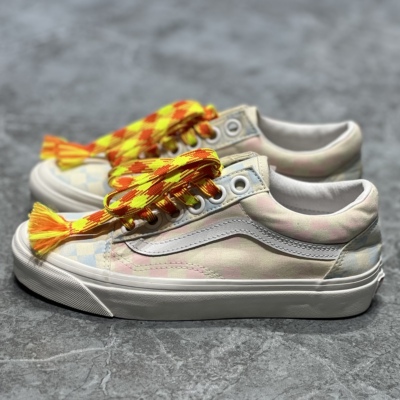 VANS oldskool蓝粉棋盘格男女款安纳海姆低帮帆布板鞋VN0A54F3B37