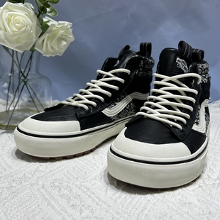 Vans Sk8-hi加绒雏菊皮质帆布个性拼接防滑钻石底板鞋VN0A5HZZF2B